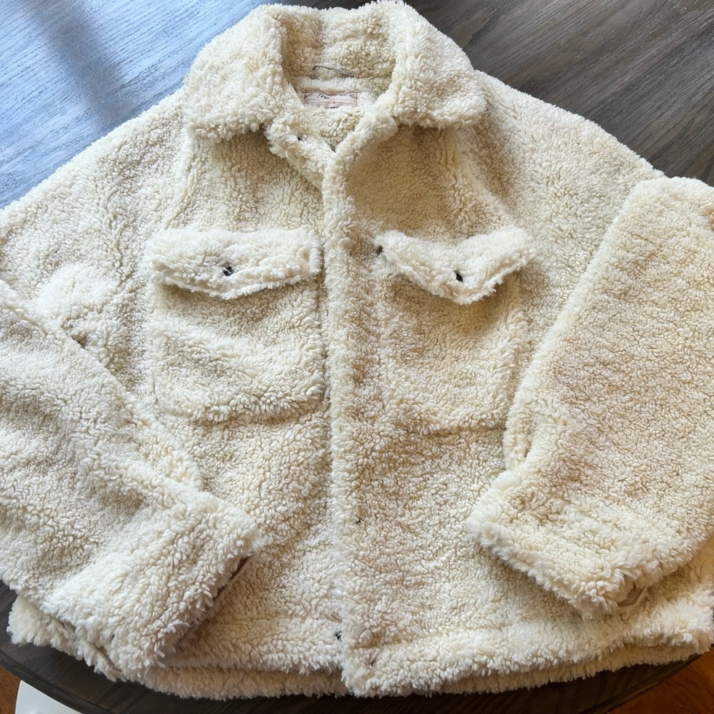 Free People We the People teddy bear jacket size large